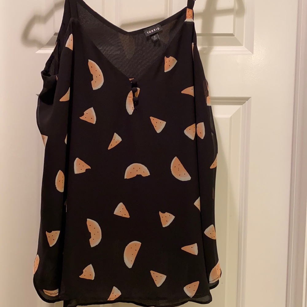 WATERMELON CHIFFON BUTTON-LOOP SWING CAMI